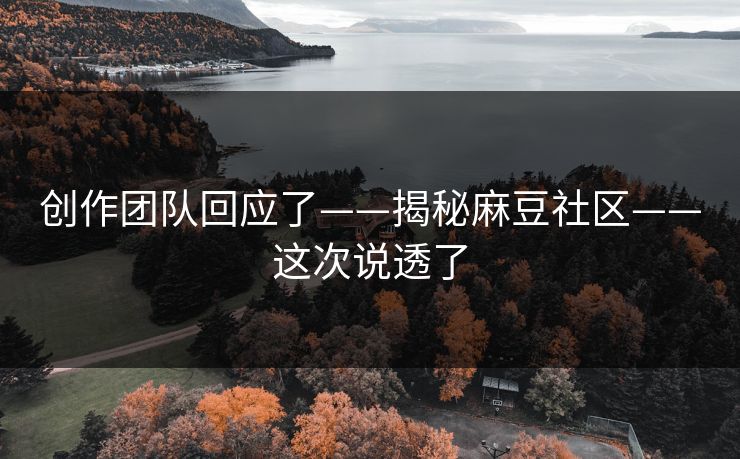 创作团队回应了——揭秘麻豆社区——这次说透了