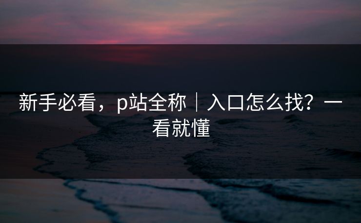 新手必看，p站全称｜入口怎么找？一看就懂