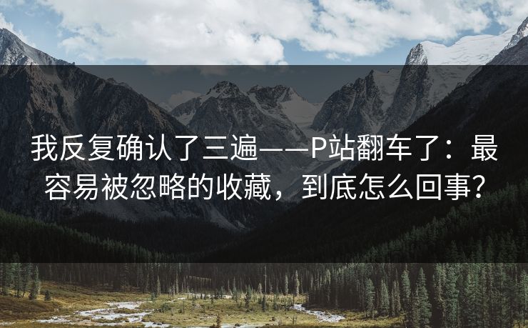 我反复确认了三遍——P站翻车了：最容易被忽略的收藏，到底怎么回事？