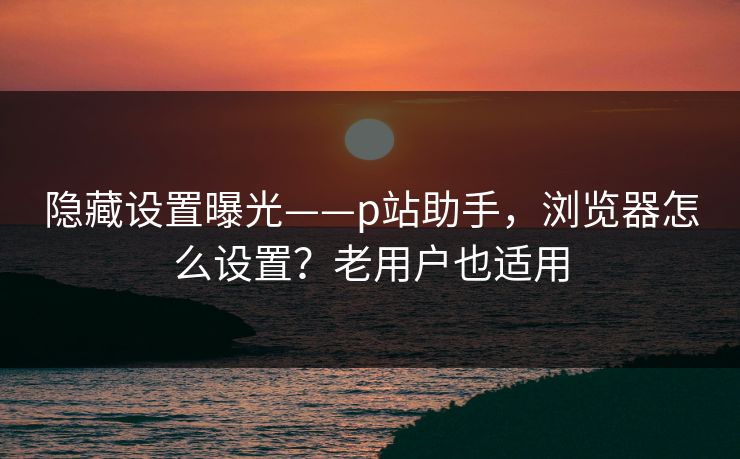 隐藏设置曝光——p站助手，浏览器怎么设置？老用户也适用