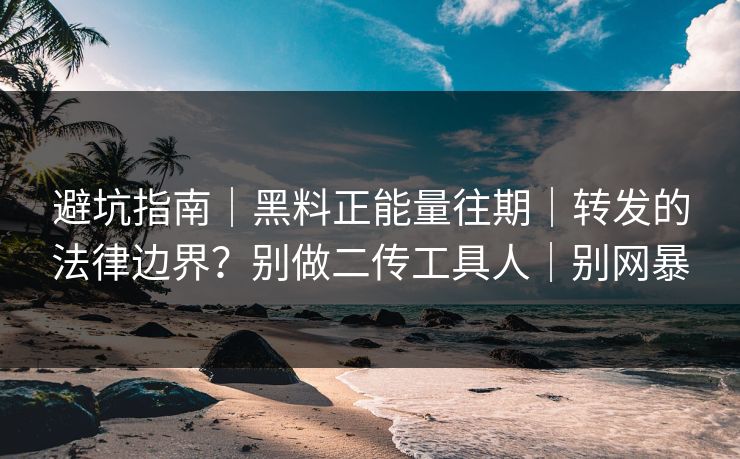 避坑指南｜黑料正能量往期｜转发的法律边界？别做二传工具人｜别网暴