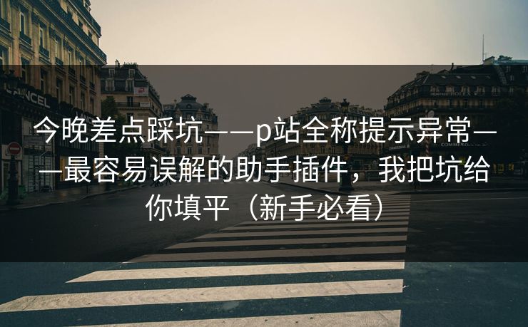今晚差点踩坑——p站全称提示异常——最容易误解的助手插件，我把坑给你填平（新手必看）