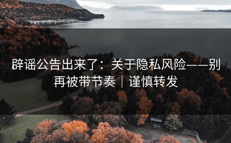 辟谣公告出来了：关于隐私风险——别再被带节奏｜谨慎转发