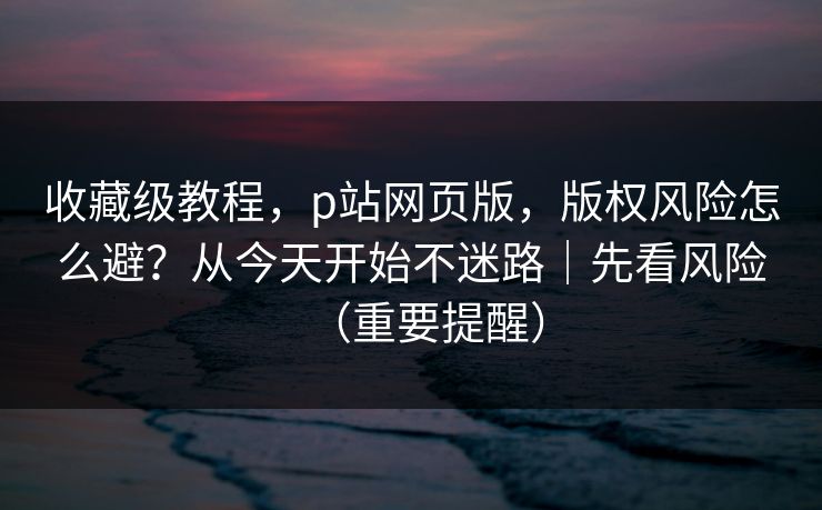 收藏级教程，p站网页版，版权风险怎么避？从今天开始不迷路｜先看风险（重要提醒）