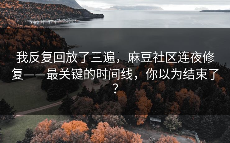 我反复回放了三遍，麻豆社区连夜修复——最关键的时间线，你以为结束了？