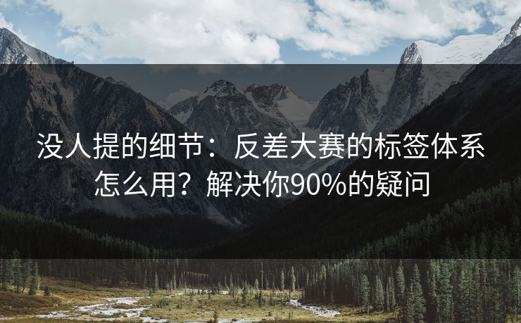 没人提的细节:反差大赛的标签体系怎么用?解决你90%的疑问 没人提的细节:反差大赛的标签体系怎么用?解决你90%的疑问