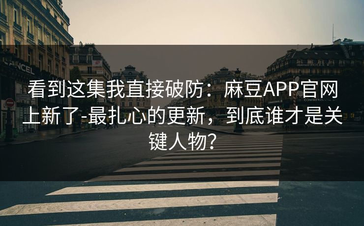 看到这集我直接破防：麻豆APP官网上新了-最扎心的更新，到底谁才是关键人物？