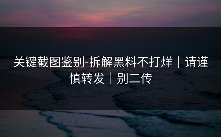 关键截图鉴别-拆解黑料不打烊｜请谨慎转发｜别二传