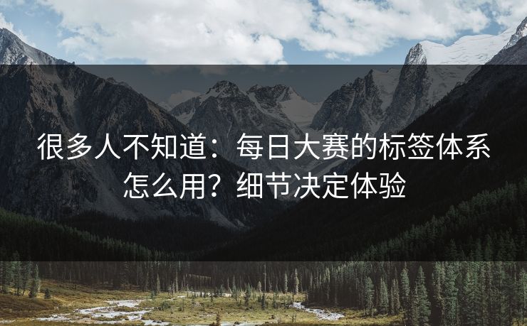 很多人不知道：每日大赛的标签体系怎么用？细节决定体验