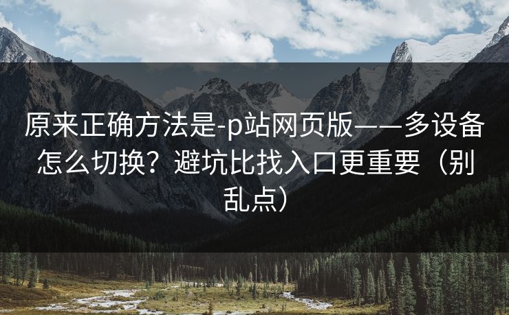 原来正确方法是-p站网页版——多设备怎么切换?避坑比找入口更重要(别乱点)