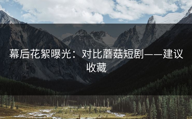 详细阅读:幕后花絮曝光:对比蘑菇短剧——建议收藏 幕后花絮曝光:对比蘑菇短剧——建议收藏