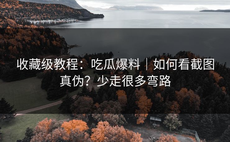详细阅读:收藏级教程:吃瓜爆料|如何看截图真伪?少走很多弯路 收藏级教程:吃瓜爆料|如何看截图真伪?少走很多弯路