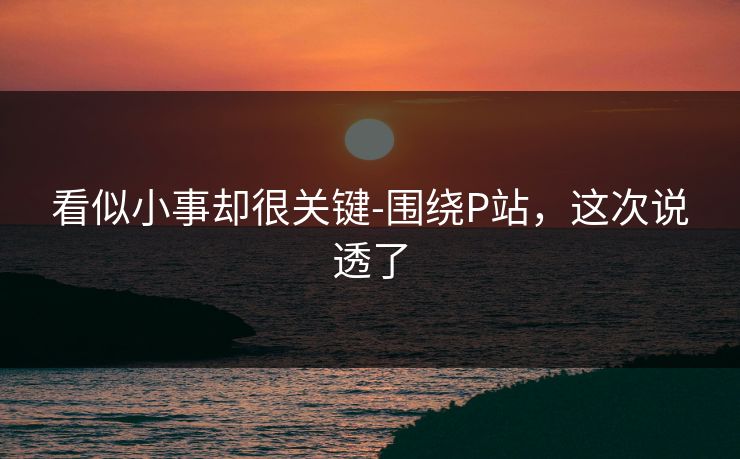 详细阅读:看似小事却很关键-围绕P站,这次说透了 看似小事却很关键-围绕P站,这次说透了